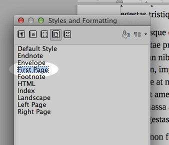 Select first page style